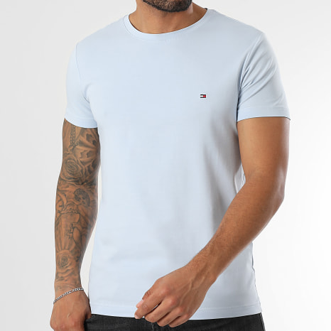 Tommy Hilfiger - Tee Shirt Slim Stretch 0800 Bleu Clair