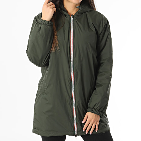 Only - Chaqueta de mujer con capucha y cremallera Fry Fur Verde caqui