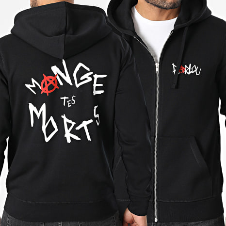 Seth Gueko - Sudadera con capucha y cremallera Barlou Scribble Negro