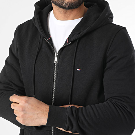 Tommy Hilfiger - Sudadera con capucha y cremallera Flag Logo 1492 Negro