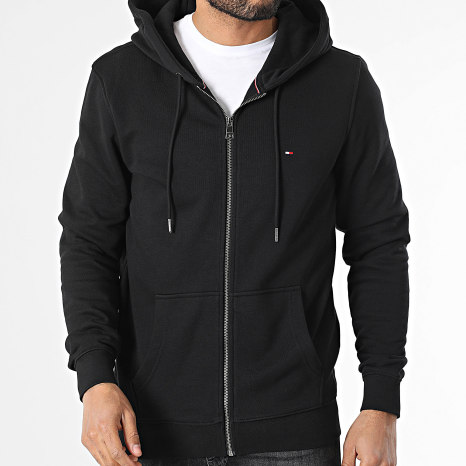 Tommy Hilfiger - Sudadera con capucha y cremallera Flag Logo 1492 Negro