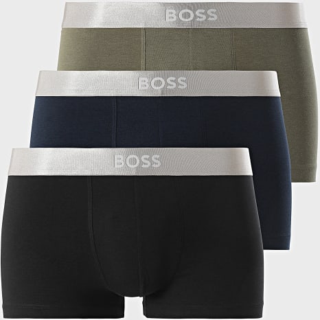 BOSS - Pack De 3 Boxers Metalizados 50514998 Caqui Verde Azul Marino Negro