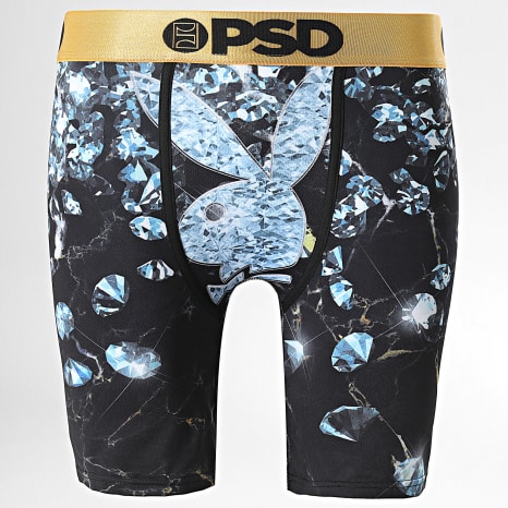 PSD - Lot De 3 Boxers Playboy 424180109 Marron Jaune Noir Gris Bleu Clair