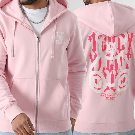 Teddy Yacht Club - Sudadera con capucha y cremallera Fluo Pink Street Roll
