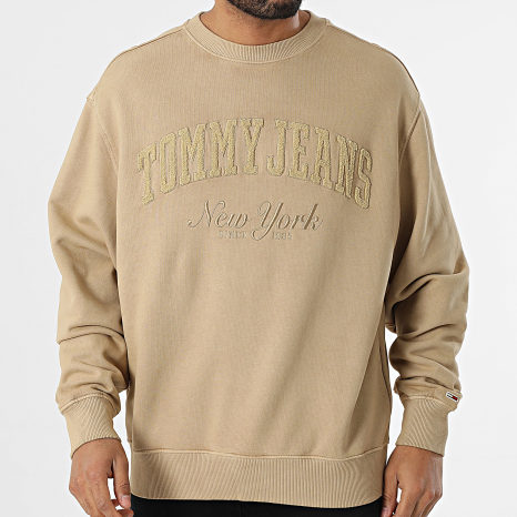 Tommy Jeans - Sweat Crewneck Vintage Varsity 0262 Beige Foncé