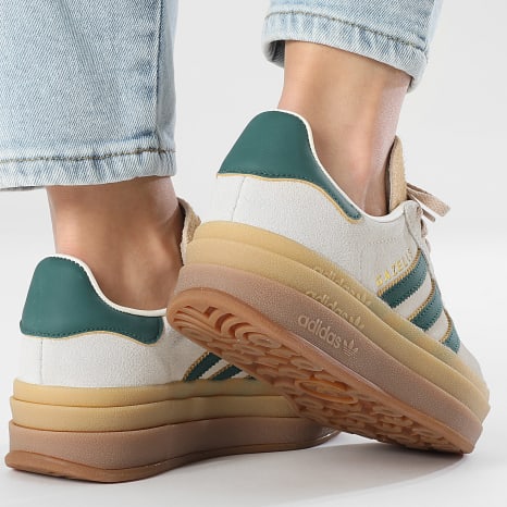 Adidas Originals - Gazelle Bold Zapatillas Mujer W ID7056 Cream White Collegiate Green Magic Beige