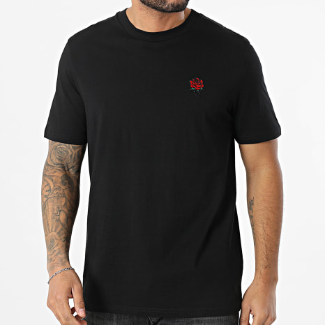 Luxury Lovers - Tee Shirt Oversize Large Embroidery Roses Noir