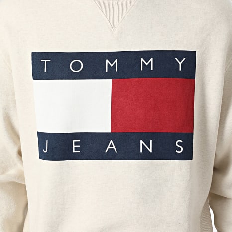 Tommy Jeans - Sweat Crewneck Melange Flag 1186 Beige Clair