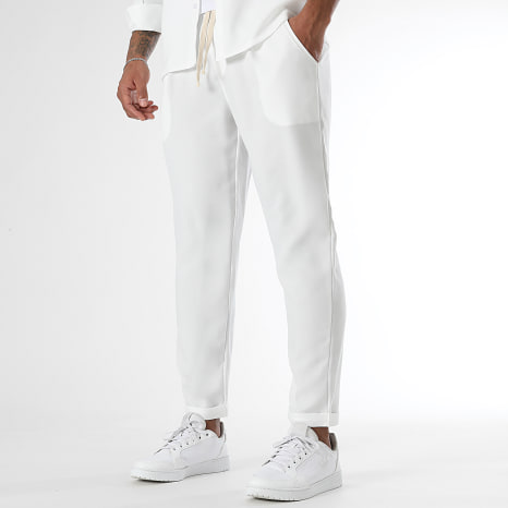 LBO - Ensemble Chemise Manches Longues Et Pantalon Effet Lin 1725 Blanc