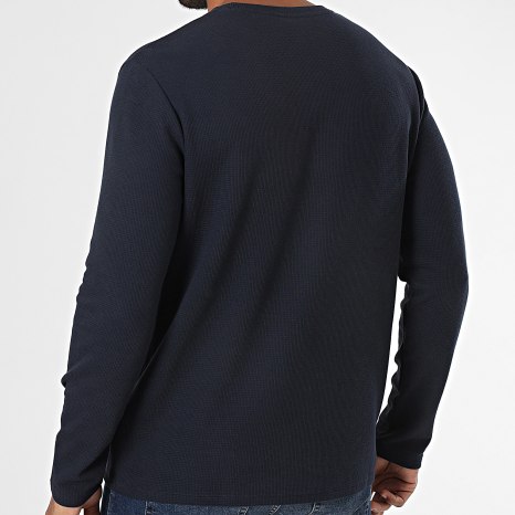 BOSS - Maglietta Waffle a maniche lunghe 50535870 Blu navy