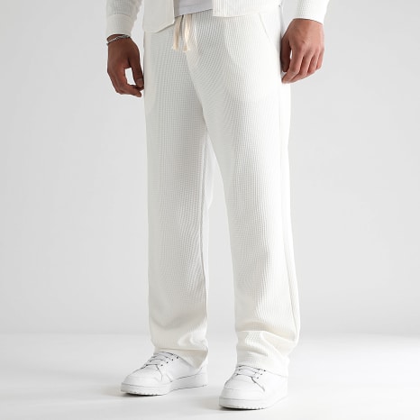 LBO - Conjunto Camisa Y Pantalón Jogging Ancho Texturizado 1751 Blanco