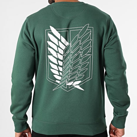 Attaque des Titans - Sudadera Survey Corps Crewneck Logo Verde Blanco