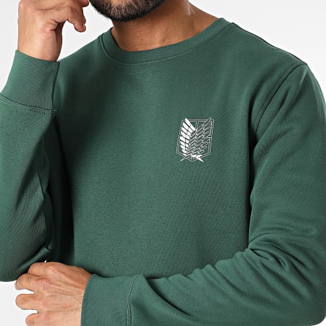 Attaque des Titans - Sudadera Survey Corps Crewneck Logo Verde Blanco