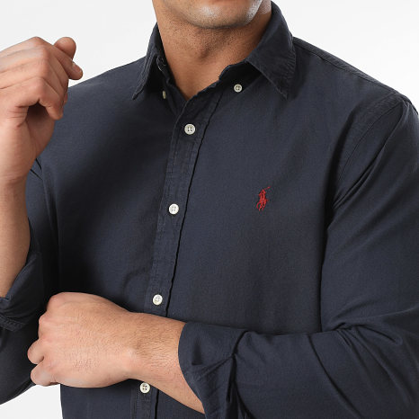 Polo Ralph Lauren - Camisa Manga Larga Slim Fit Original Player Azul Marino