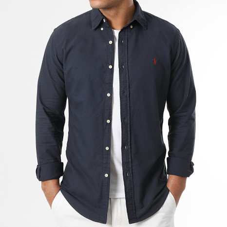 Polo Ralph Lauren - Camisa Manga Larga Slim Fit Original Player Azul Marino
