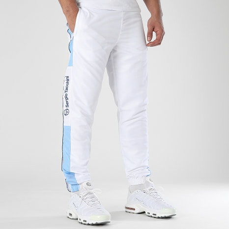 Sergio Tacchini - Pantalon Jogging A Bandes Abita 40814 Blanc Bleu Clair