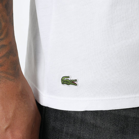Lacoste - Lot De 3 Tee Shirts Logo Brodé Crocodile Noir Blanc Gris Chiné