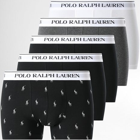 Polo Ralph Lauren - Lot De 5 Boxers Blanc Gris Anthracite Chiné Noir