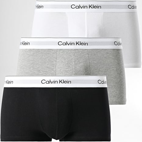 Calvin Klein - Lot De 3 Boxers Low Rise NB4389 Blanc Gris Chiné Noir