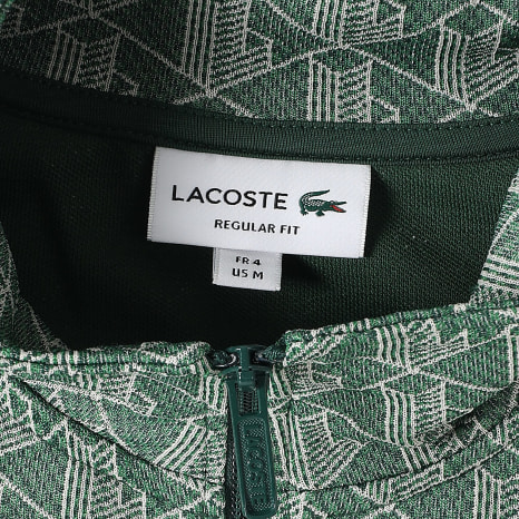 Lacoste - Cocodrilo Logotipo Bordado Cremallera Chaqueta Regular Fit Verde Oscuro Beige