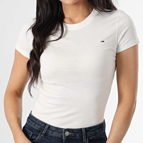 Tommy Jeans - Tee Shirt Femme Slim 0459 Blanc