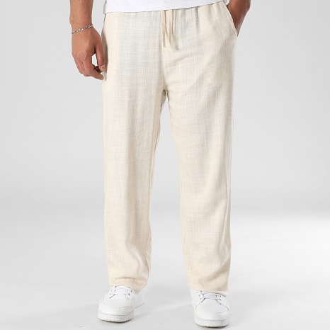 LBO - Pantalón Ancho Lino 1865 Beige