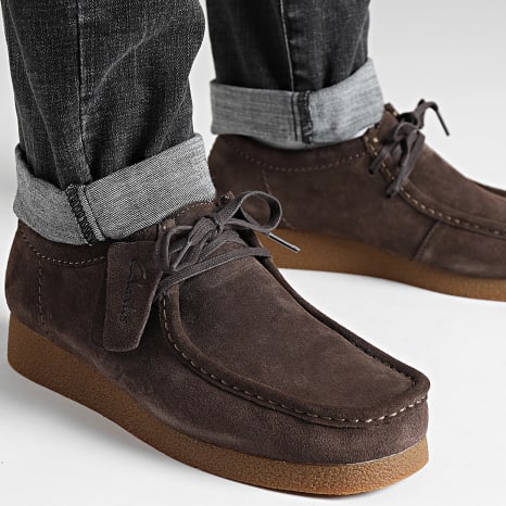 Clarks - Wallabee Evo Dark Brown Suede Shoes - Ryses