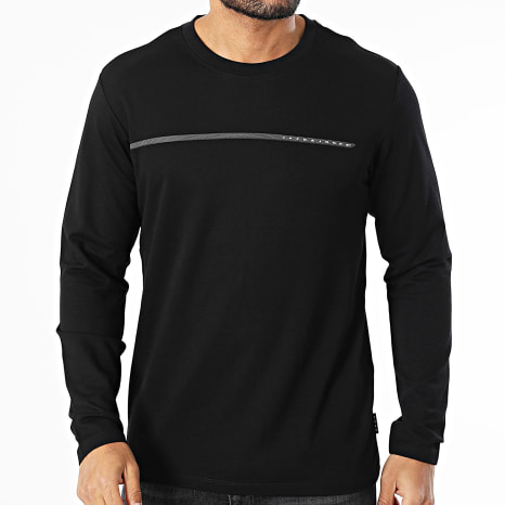 Jack And Jones - Camiseta de Manga Larga Fusion Full Branding Negro