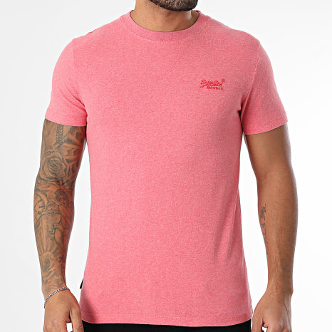 Superdry - Camiseta Essential Logo Embroidery M1011245A Rojo Claro Jaspeado