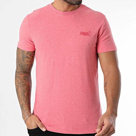Superdry - Camiseta Essential Logo Embroidery M1011245A Rojo Claro Jaspeado