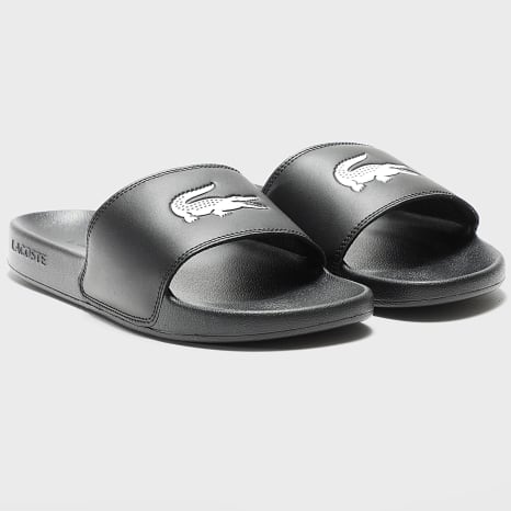 Lacoste - Claquettes Serve Slide 0.0 Logo Crocodile Noir