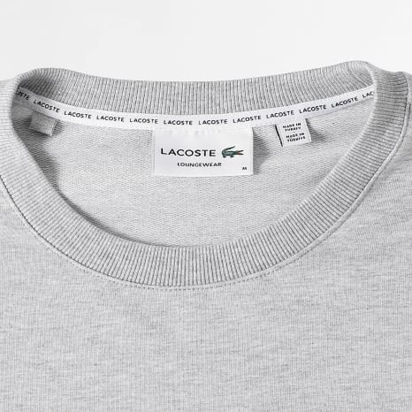 Lacoste - Sudadera de Cuello Redondo Logo Cocodrilo Gris Jaspeado