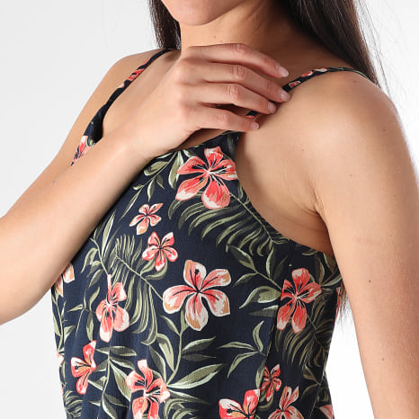 Only - Robe Longue Femme Nova Life Elite Bleu Marine Rose Vert Floral