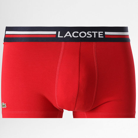 Lacoste - Lot De 3 Boxers Classic Rouge Gris Chiné Bleu Marine