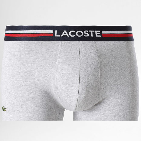 Lacoste - Lot De 3 Boxers Classic Rouge Gris Chiné Bleu Marine