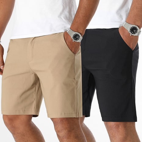 LBO - Pack de 2 Pantalones Cortos Chino 1889 Negro Camel