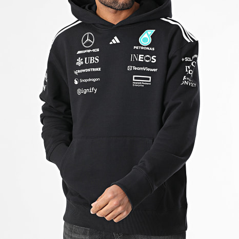 Adidas Sportswear - Sweat Capuche A Bandes AMG Mercedes JW5385 Noir Blanc