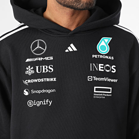 Adidas Sportswear - Sweat Capuche A Bandes AMG Mercedes JW5385 Noir Blanc