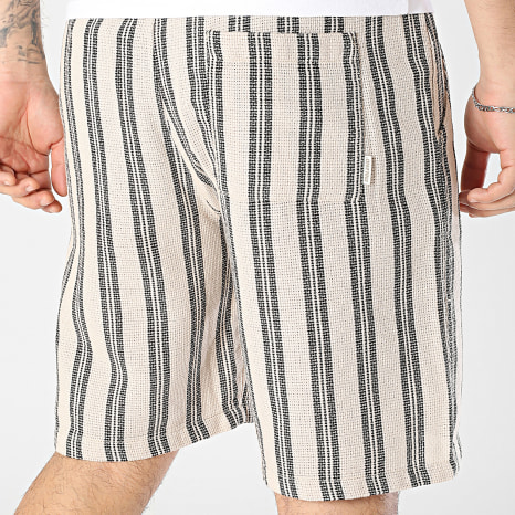 Blend - Short Ajouré A Rayures 20717971 Beige Noir
