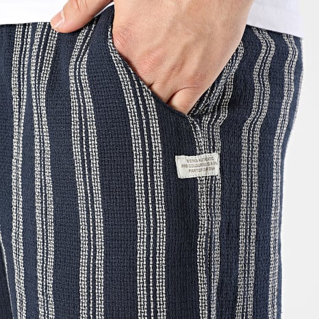 Blend - Short Ajouré A Rayures 20717971 Bleu Marine Beige