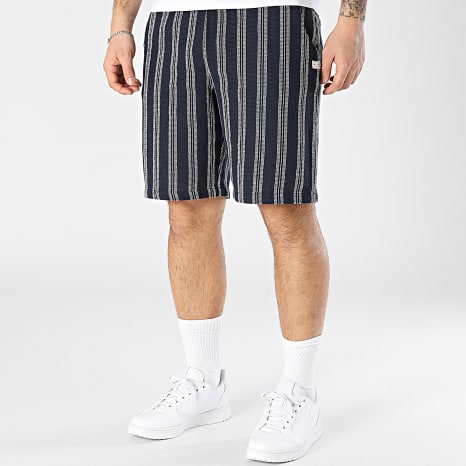 Blend - Short Ajouré A Rayures 20717971 Bleu Marine Beige
