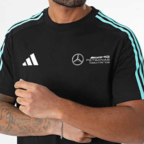 Adidas Sportswear - Tee Shirt A Bandes AMG Mercedes JV5425 Noir Blanc Bleu Turquoise