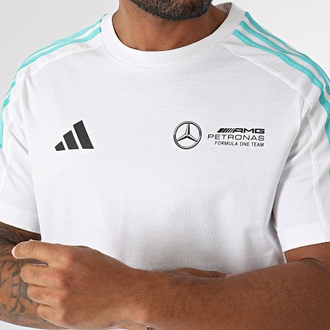 Adidas Sportswear - Tee Shirt A Bandes AMG Mercedes JV5457 Blanc Noir Bleu Turquoise