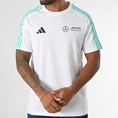 Adidas Sportswear - Tee Shirt A Bandes AMG Mercedes JV5457 Blanc Noir Bleu Turquoise