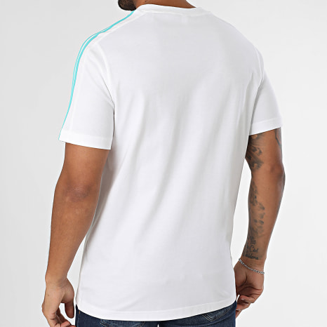 Adidas Sportswear - Tee Shirt A Bandes AMG Mercedes JV5457 Blanc Noir Bleu Turquoise