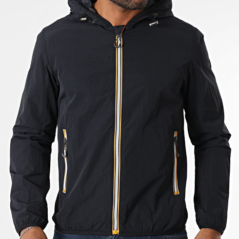 Kymaxx - Coupe-Vent Zippé Capuche Bleu Marine