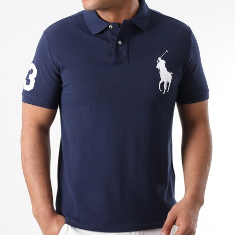 Polo Ralph Lauren - Polo Manches Courtes Custom Slim Fit Big Player Bleu Marine