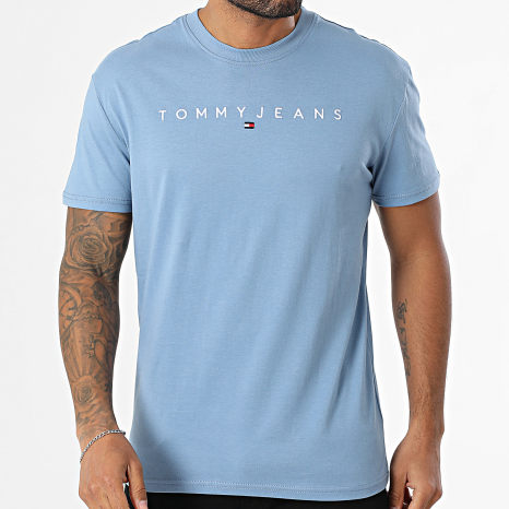 Tommy Jeans - Tee Shirt Linear Logo 0744 Bleu Clair