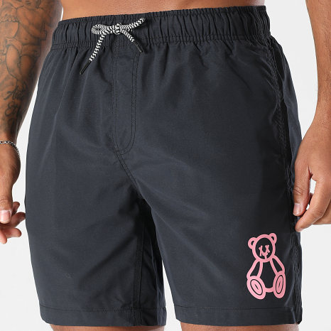 Teddy Yacht Club - Short De Bain Outline Noir Rose Clair
