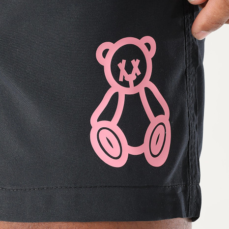 Teddy Yacht Club - Short De Bain Outline Noir Rose Clair